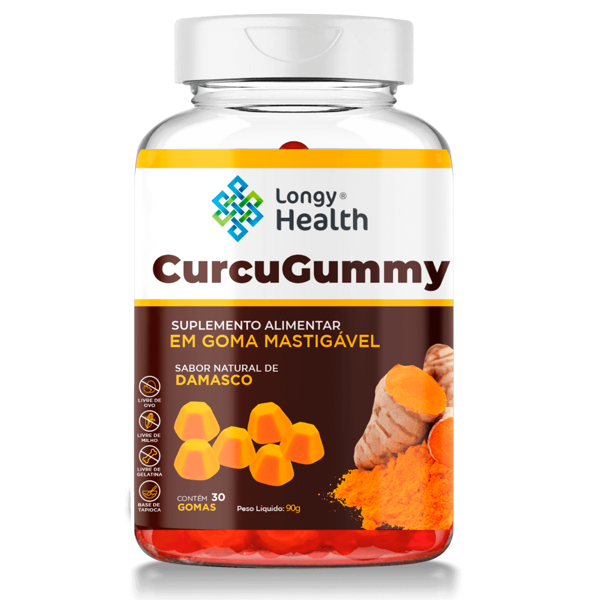 Cúrcuma em goma CurcuGummy sabor Damasco 30 Gomas