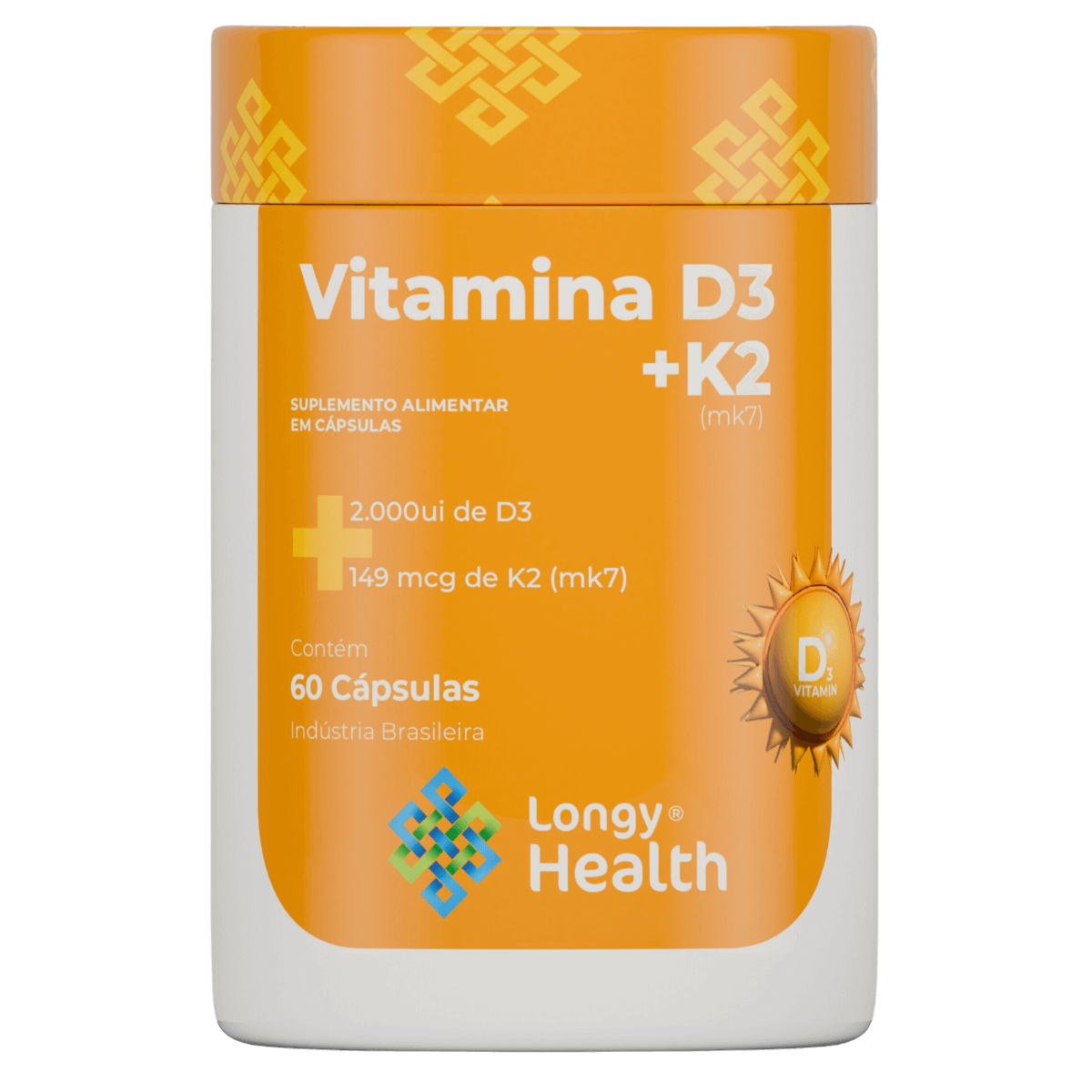 Vitamina D3 2.000 UI + K2 (mk7) 60 cápsulas - Longy Health