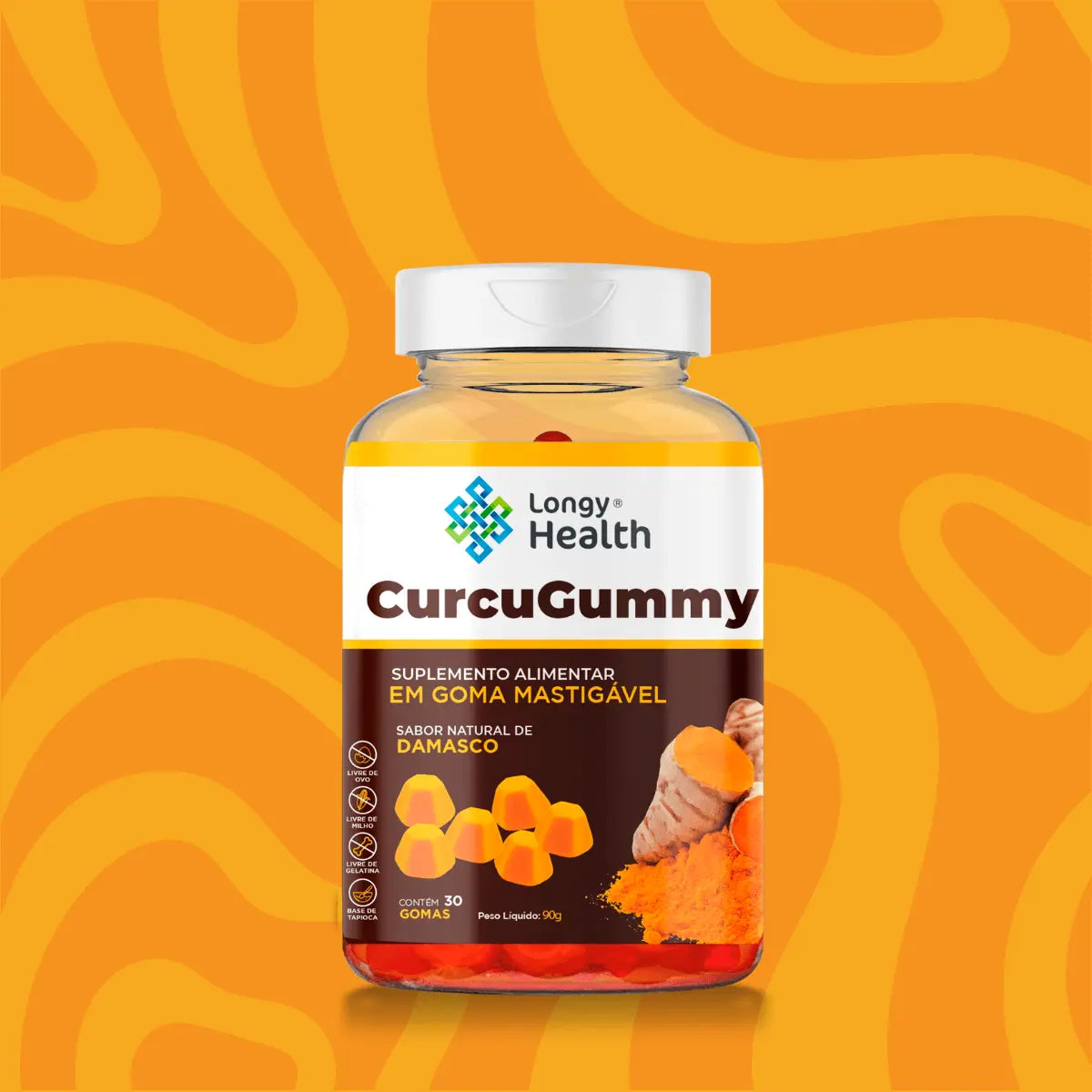 Cúrcuma em goma CurcuGummy sabor Damasco 30 Gomas