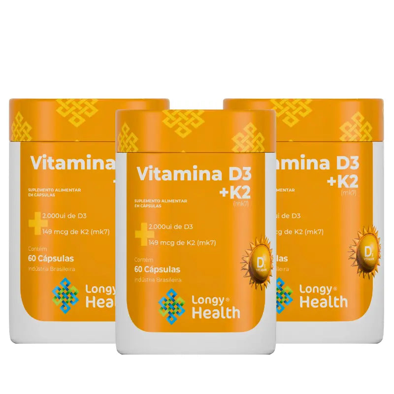 Vitamina D3 2.000 UI + K2 (mk7) 60 cápsulas - Longy Health